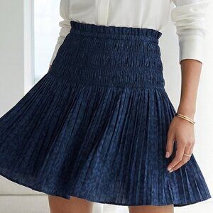 NEW! $128 Anthropologie Current Air Dark Blue Textured A-Line Skirt S